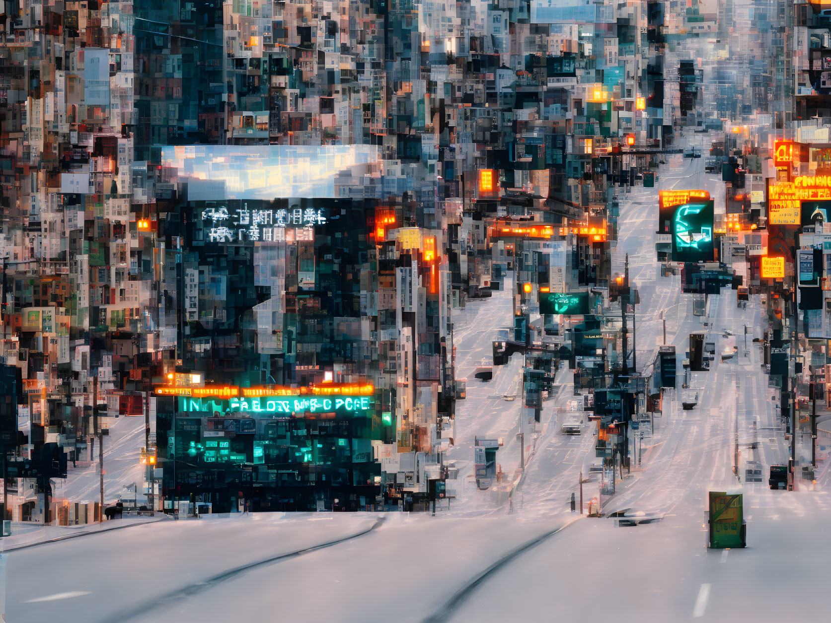 An AI-generated image of a tram in a city street An AI-generated image of a tram in a city street