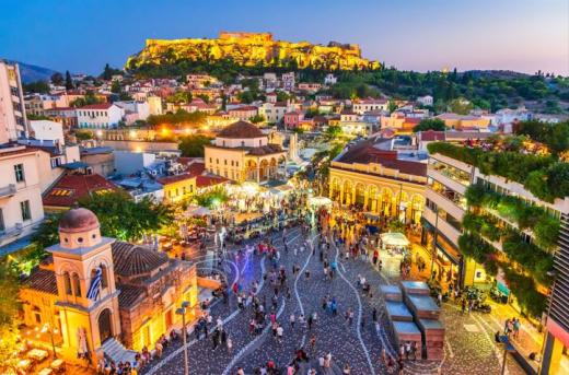 Night view of Athens with the Acropolis