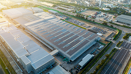 An overhead image of an urban logistics hub